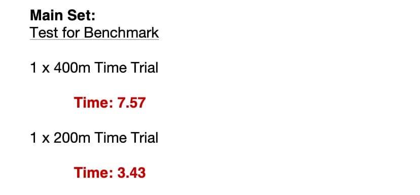 Matt's week 1 benchmark: 400m time trial, 7:57